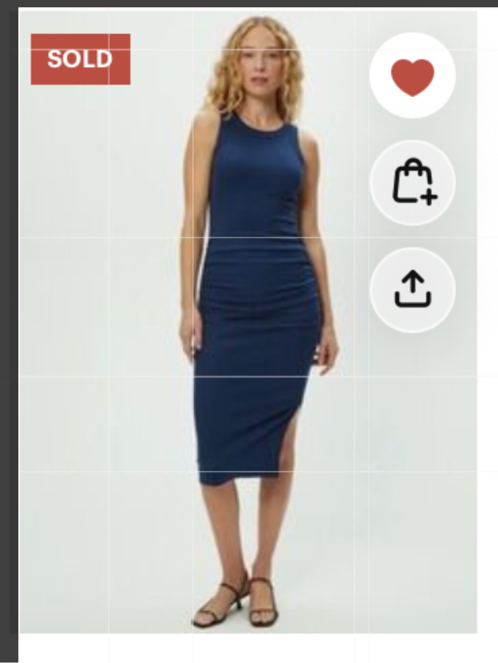Michael Stars Wren Ribbed Midi Dress in Navy Blue | Size Large